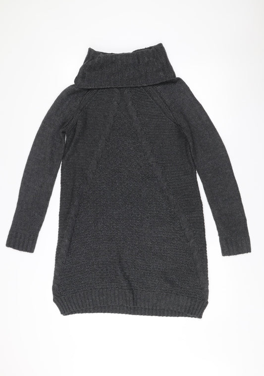 Debenhams Grey Roll Neck Jumper Dress Size 12 Women’s Winter Knit