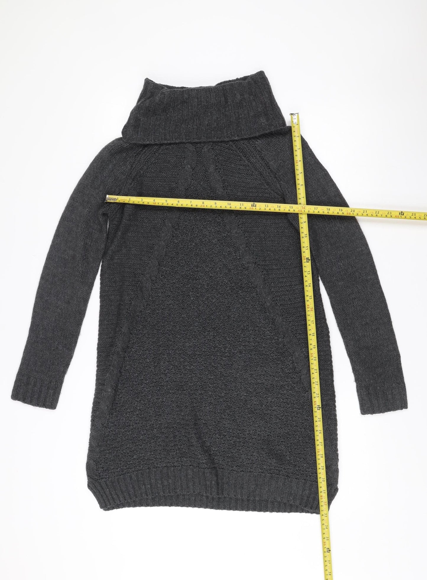 Debenhams Grey Roll Neck Jumper Dress Size 12 Women’s Winter Knit