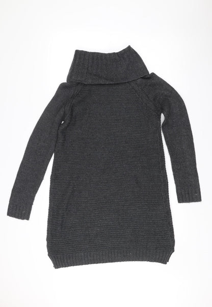 Debenhams Grey Roll Neck Jumper Dress Size 12 Women’s Winter Knit