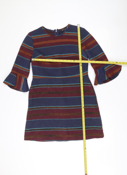 Topshop Women Multicoloured Striped Shift Dress Size 14