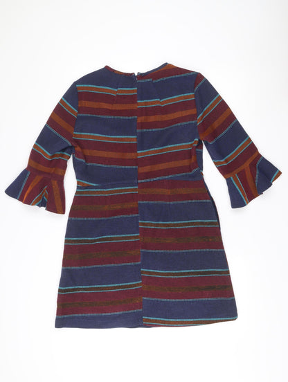 Topshop Women Multicoloured Striped Shift Dress Size 14