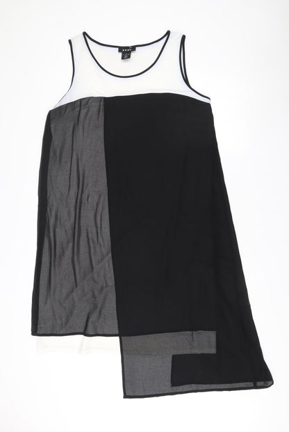 DKNY Women’s Shift Dress Black White Grey Midi Size 14 Colourblock