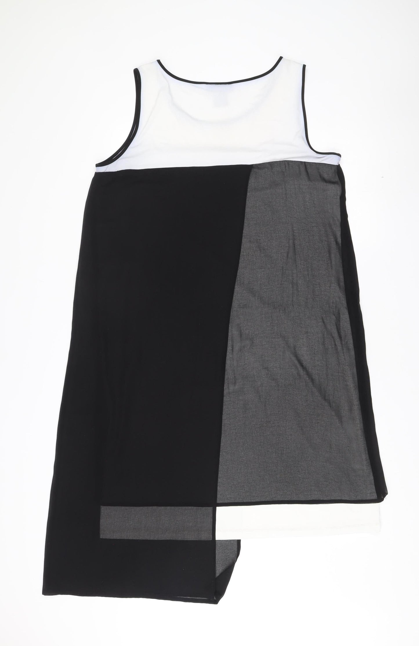 DKNY Women’s Shift Dress Black White Grey Midi Size 14 Colourblock