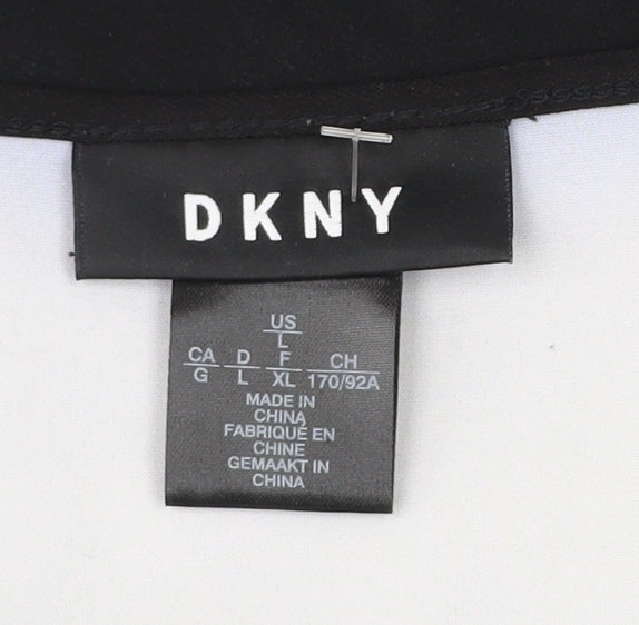 DKNY Women’s Shift Dress Black White Grey Midi Size 14 Colourblock