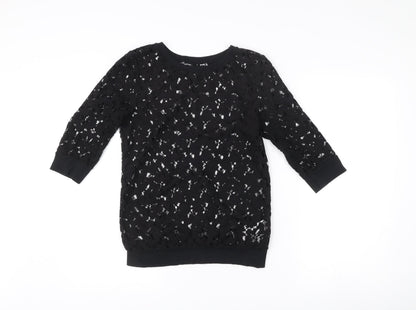 Womens UK Size 10 New Look Black Tunic Blouse
