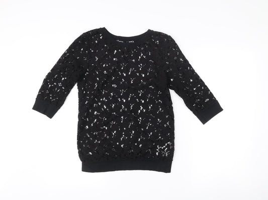 Womens UK Size 10 New Look Black Tunic Blouse