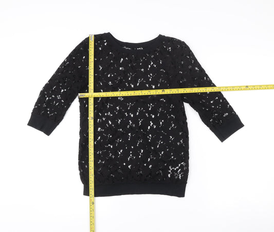 Womens UK Size 10 New Look Black Tunic Blouse