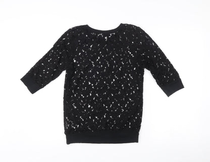 Womens UK Size 10 New Look Black Tunic Blouse