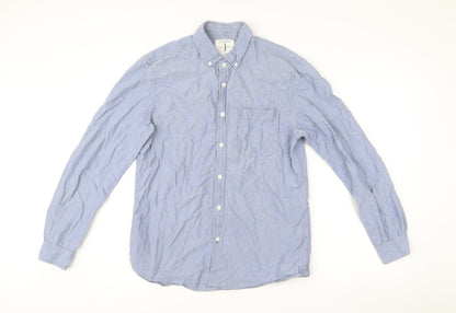 Jasper Conran Men’s Blue Cotton Button-Up Shirt M Regular Fit