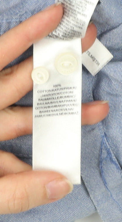 Jasper Conran Men’s Blue Cotton Button-Up Shirt M Regular Fit