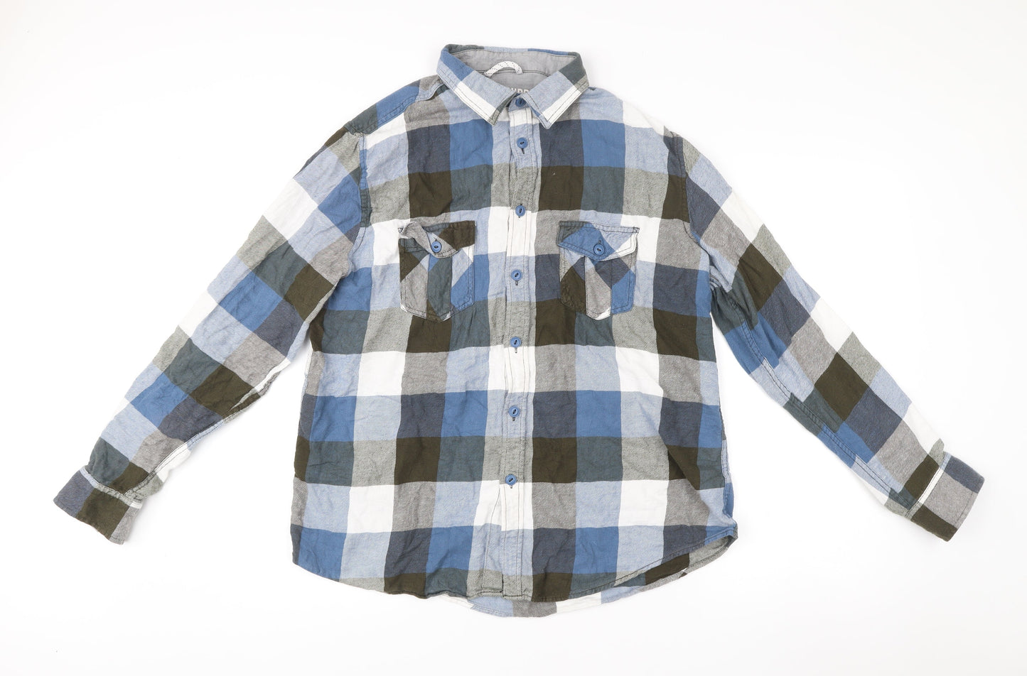 Mossimo Supply Co Men’s Blue Checked Cotton Button-Up Shirt L