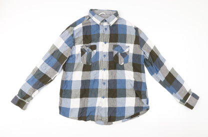 Mossimo Supply Co Men’s Blue Checked Cotton Button-Up Shirt L