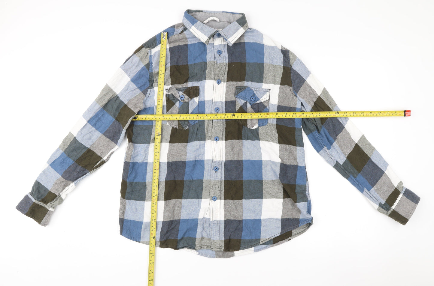 Mossimo Supply Co Men’s Blue Checked Cotton Button-Up Shirt L