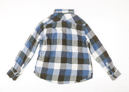 Mossimo Supply Co Men’s Blue Checked Cotton Button-Up Shirt L