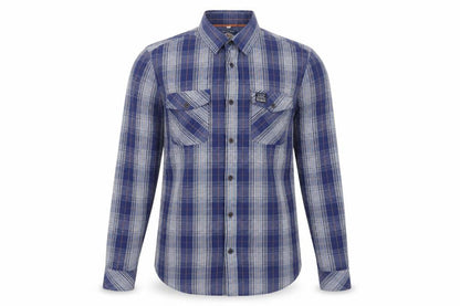 Threadbare Men's Blue Check Long Sleeve Button-Up Shirt L Regular Fit