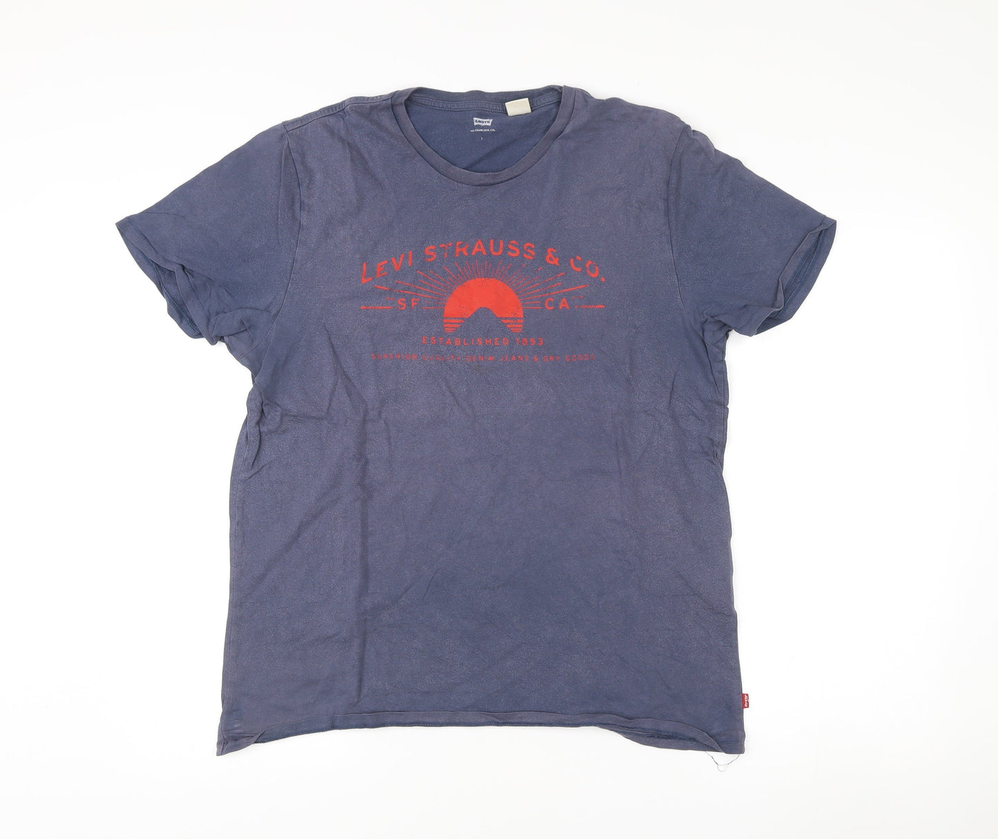 Levi's Men's Blue Graphic Logo T-Shirt Size L Crew Neck Cotton