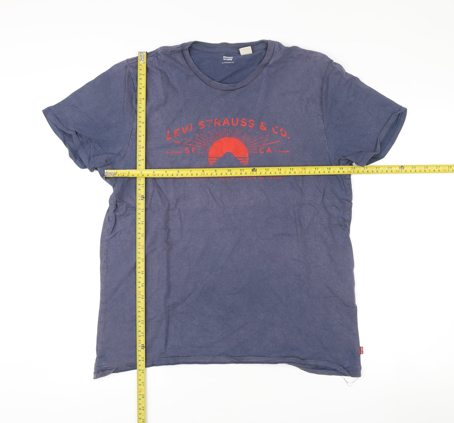 Levi's Men's Blue Graphic Logo T-Shirt Size L Crew Neck Cotton