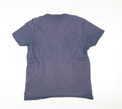 Levi's Men's Blue Graphic Logo T-Shirt Size L Crew Neck Cotton