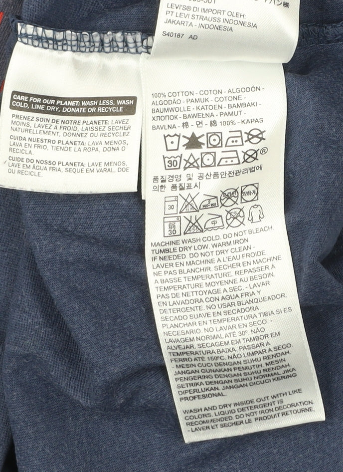 Levi's Men's Blue Graphic Logo T-Shirt Size L Crew Neck Cotton