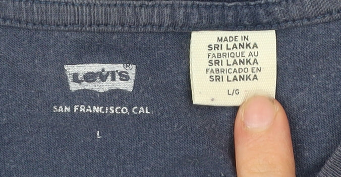 Levi's Men's Blue Graphic Logo T-Shirt Size L Crew Neck Cotton