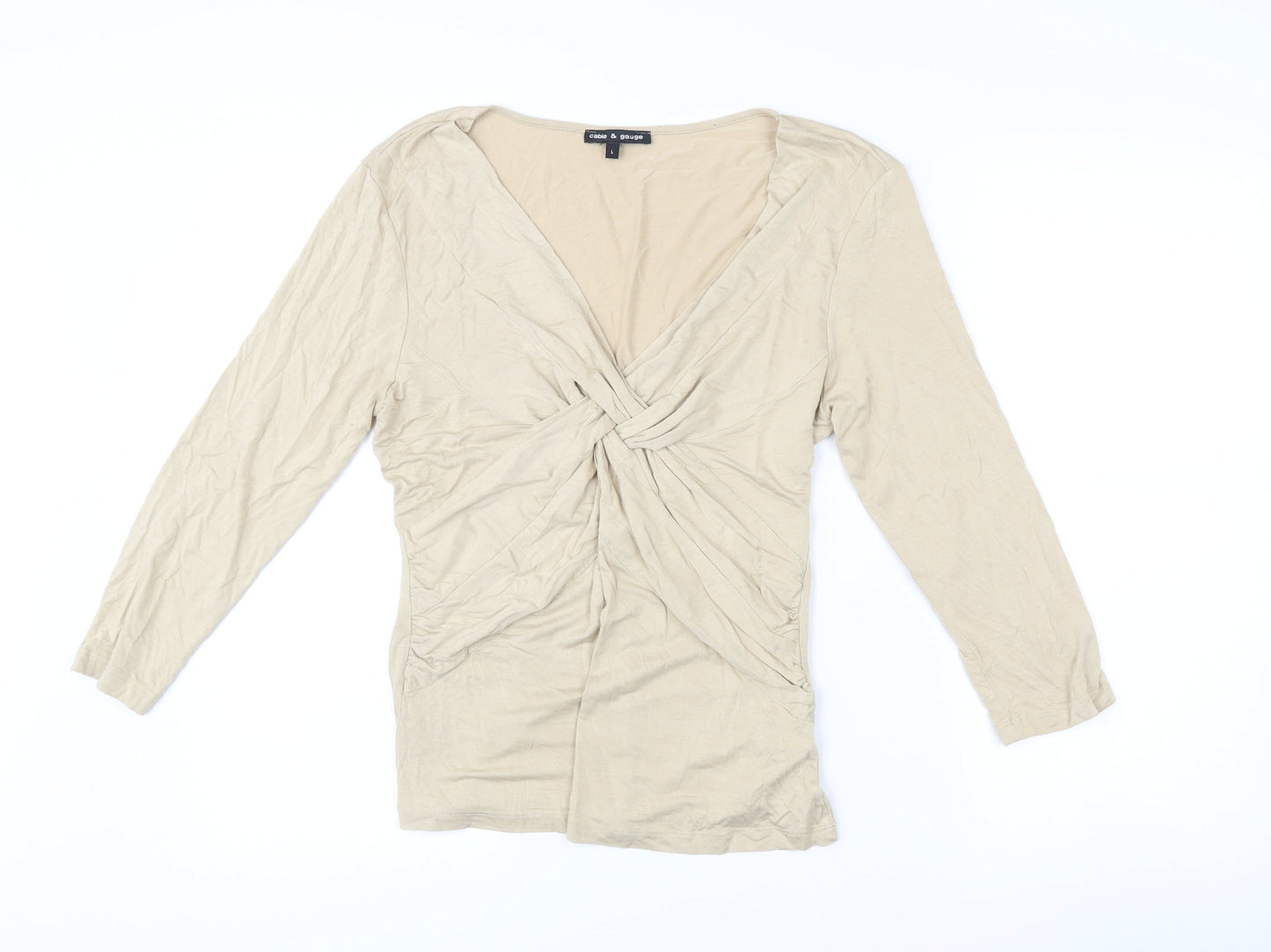 Womens UK Size L Cable & Gauge Beige Wrap Blouse