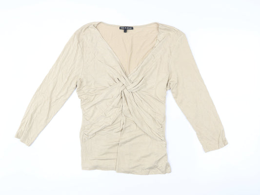 Womens UK Size L Cable & Gauge Beige Wrap Blouse