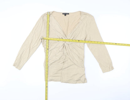 Womens UK Size L Cable & Gauge Beige Wrap Blouse