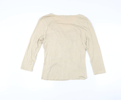 Womens UK Size L Cable & Gauge Beige Wrap Blouse