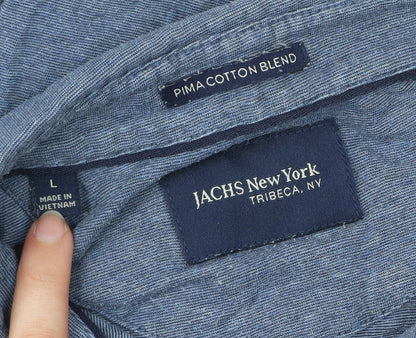 JACHS New York Men's Blue Cotton Blend Polo Shirt Size L