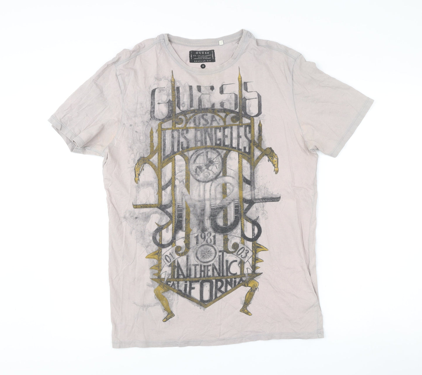 Mens UK Size M GUESS Beige  T-Shirt