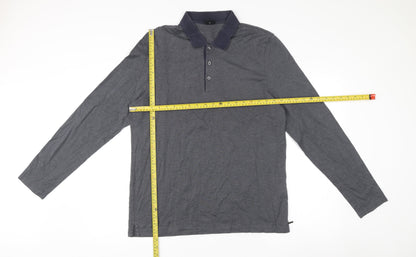 Hugo Boss Mens Grey 2XL Slim Fit Long Sleeve Cotton Polo Shirt
