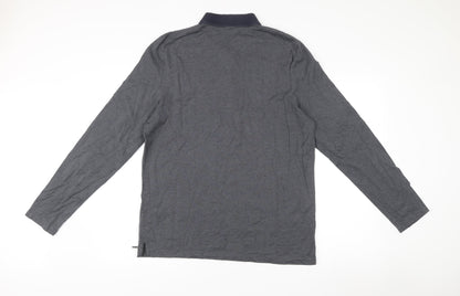Hugo Boss Mens Grey 2XL Slim Fit Long Sleeve Cotton Polo Shirt