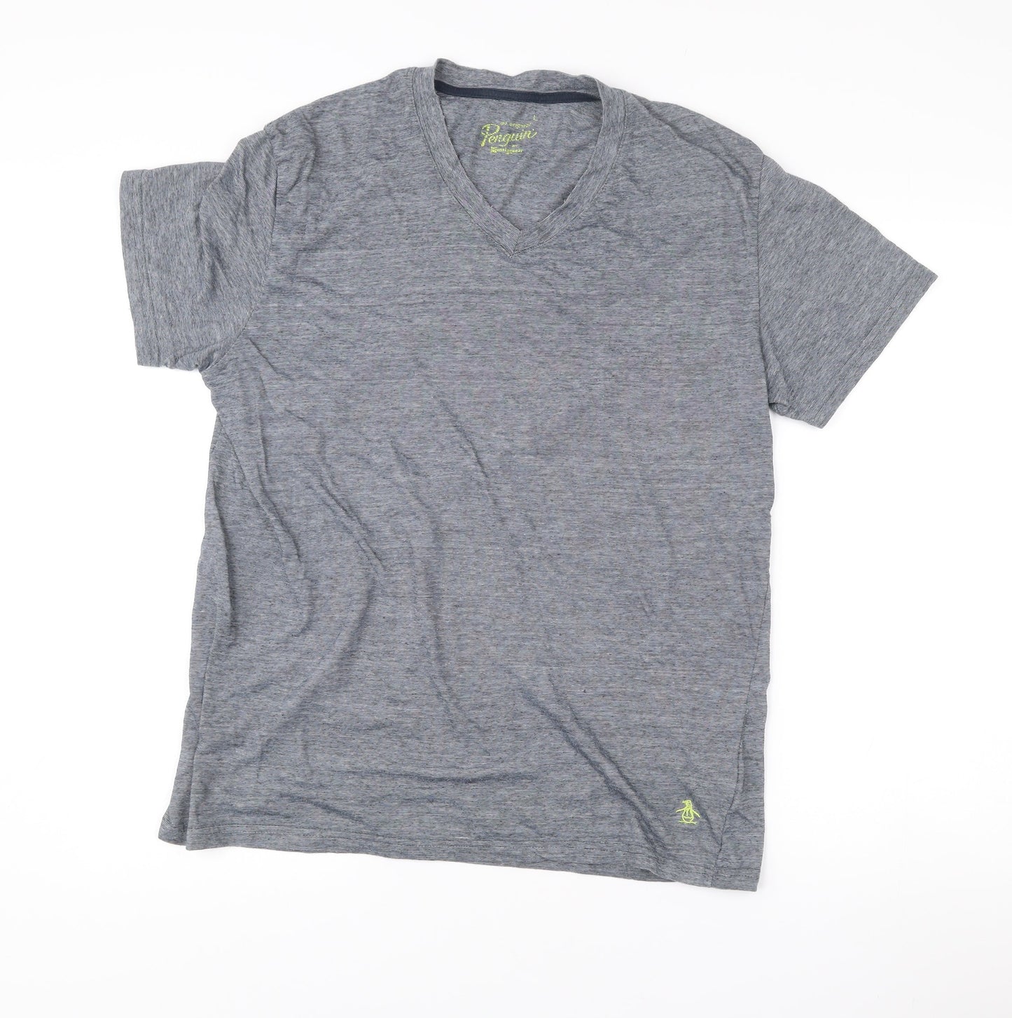 Penguin by Munsingwear Mens Grey L V-Neck Short Sleeve T-Shirt