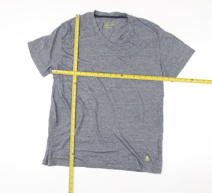 Penguin by Munsingwear Mens Grey L V-Neck Short Sleeve T-Shirt