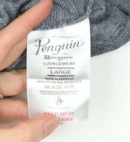 Penguin by Munsingwear Mens Grey L V-Neck Short Sleeve T-Shirt