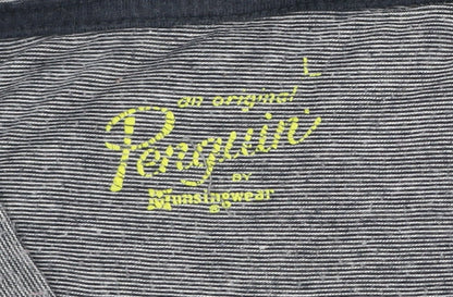 Penguin by Munsingwear Mens Grey L V-Neck Short Sleeve T-Shirt