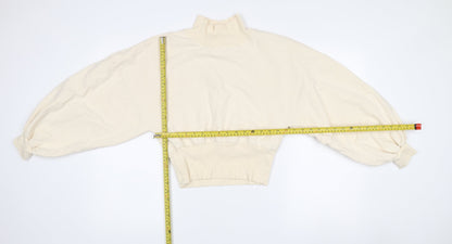 Cotton Candy Women Ivory L Sweatshirt High Neck Balloon Sleeve