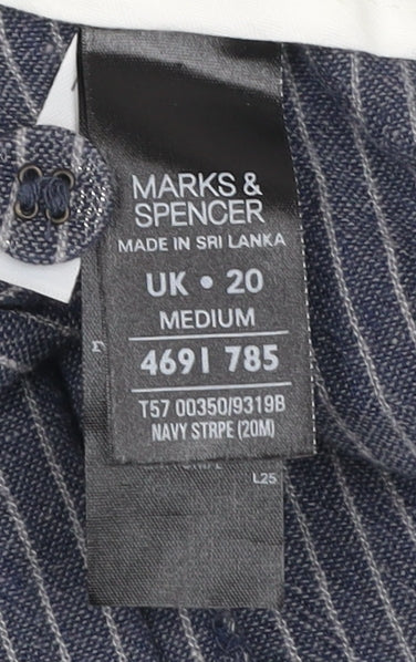 Womens UK Size 20 Marks and Spencer Regular Fit CasualTravelWorkwear Blue Trouse