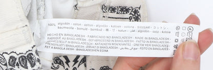 Bershka Women’s White High Rise Cut-Off Cotton Shorts Size 8