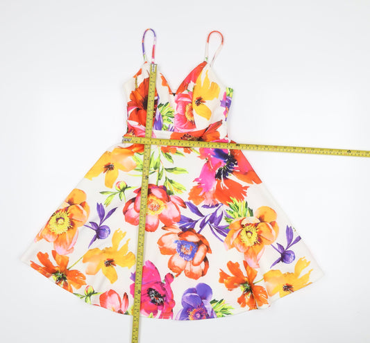 Lipsy Women’s Multicoloured Floral Skater Dress UK 4 Sleeveless