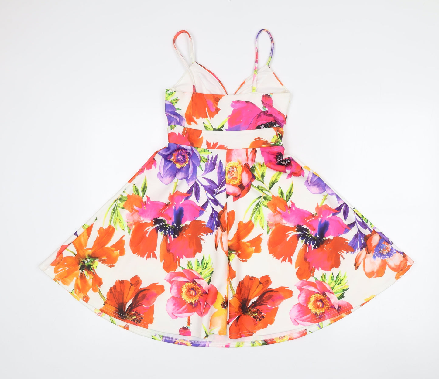 Lipsy Women’s Multicoloured Floral Skater Dress UK 4 Sleeveless