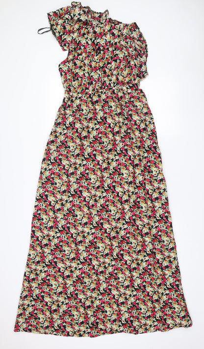 Lila Womens Multicoloured Floral Maxi One Shoulder Dress Size 10