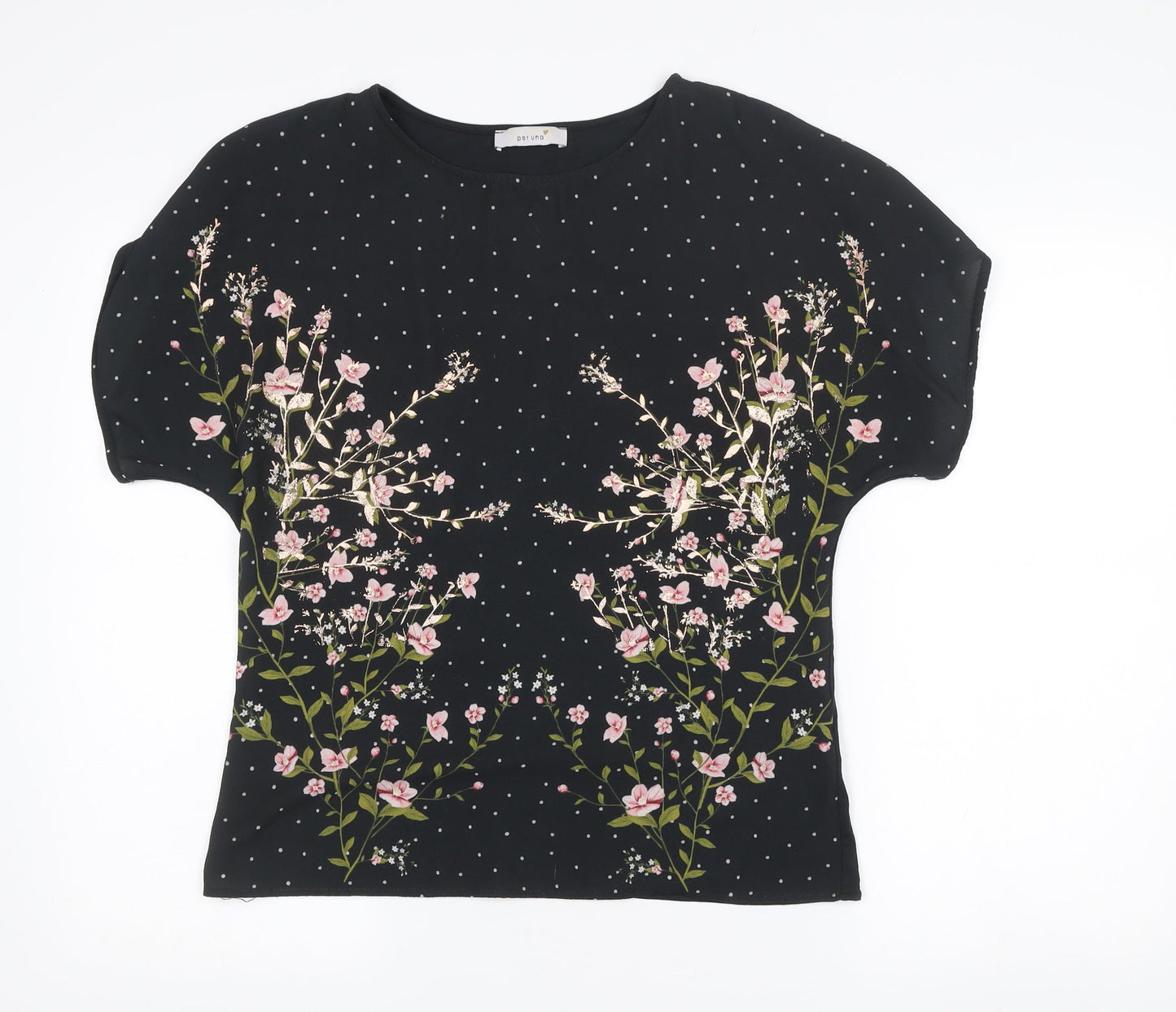 Womens UK Size 10 Marks and Spencer Per Una Black Basic T-Shirt