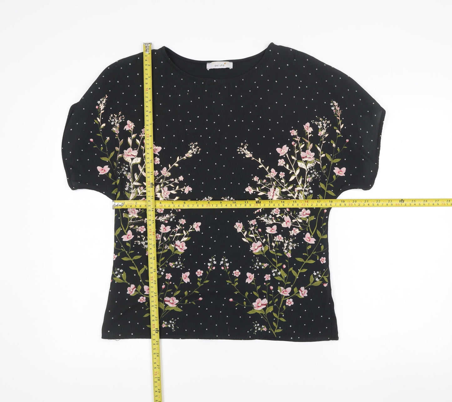 Womens UK Size 10 Marks and Spencer Per Una Black Basic T-Shirt