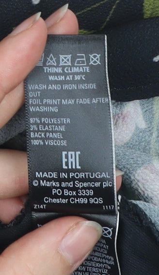 Womens UK Size 10 Marks and Spencer Per Una Black Basic T-Shirt