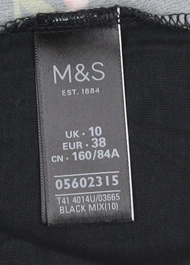 Womens UK Size 10 Marks and Spencer Per Una Black Basic T-Shirt