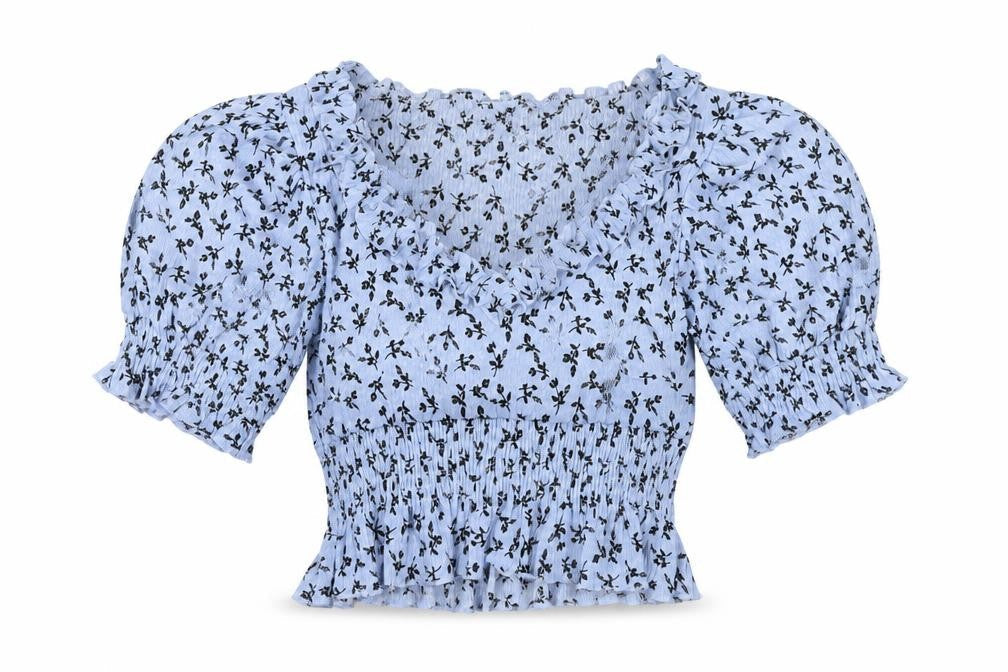 Womens UK Size 10 Topshop Blue Cropped Blouse