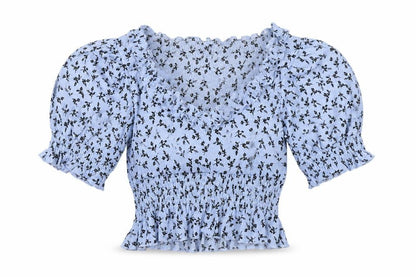 Womens UK Size 10 Topshop Blue Cropped Blouse