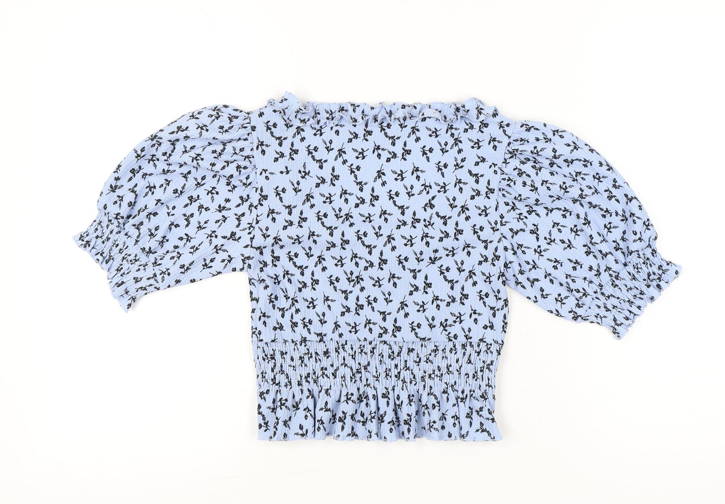 Womens UK Size 10 Topshop Blue Cropped Blouse