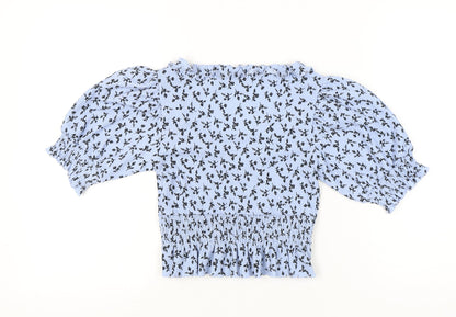 Womens UK Size 10 Topshop Blue Cropped Blouse